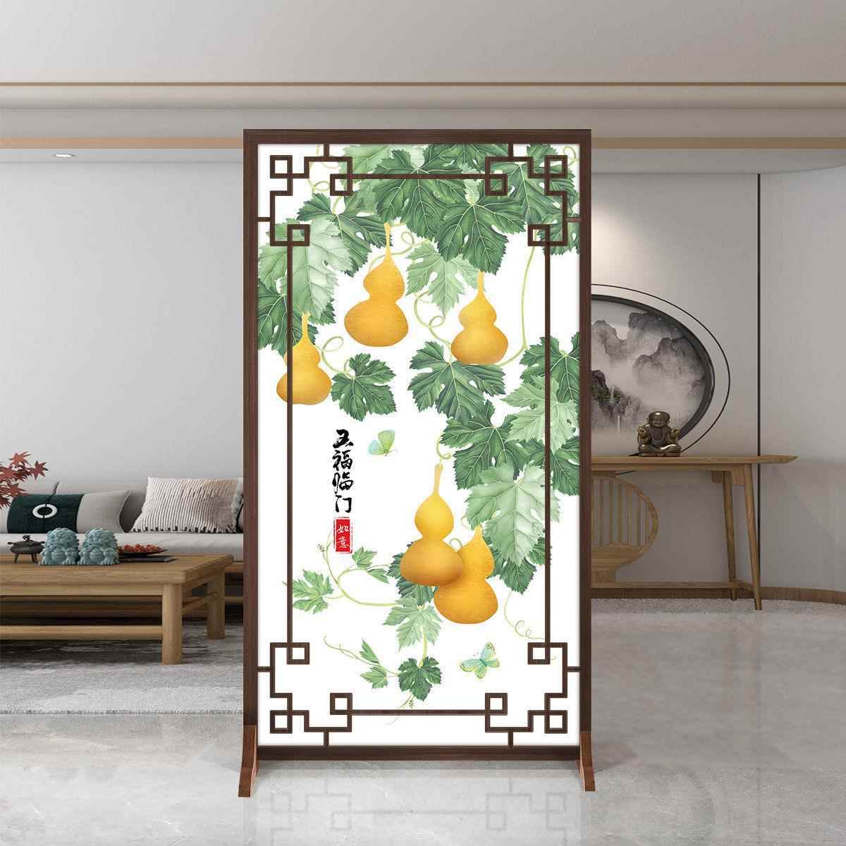 风隔客断现代中式入户遮挡水客厅ENX布艺玄关家用办屏公茶室会风