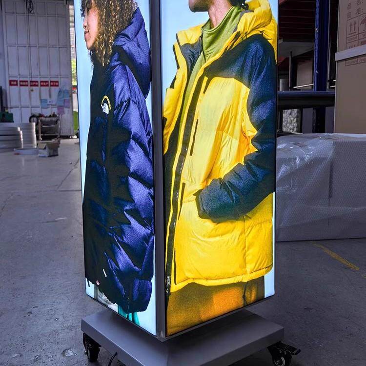 全自动旋转软膜卡布led灯箱菜单户外门口防水落地立式底座广告牌