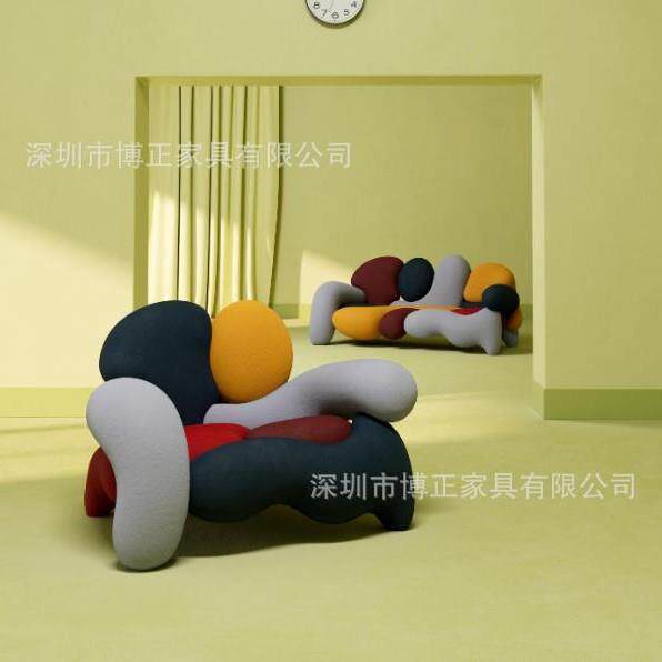 简艺意式极简轻奢设计师款沙发客厅现代简约沙发异型休闲椅几何椅