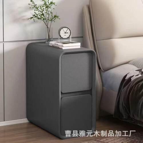木质工艺品 奶油风 格现代轻奢实木床头柜小型窄小简约卧室储物柜