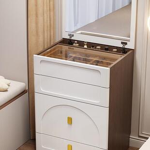 翻盖新款奶油风梳妆台卧室现代简约50cm小型60cm床头柜一体化妆桌