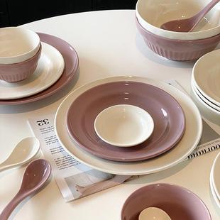 耐高温釉下彩工艺碗碟圆形深盘沙拉盘 半纹碗盘家用组合餐具套装