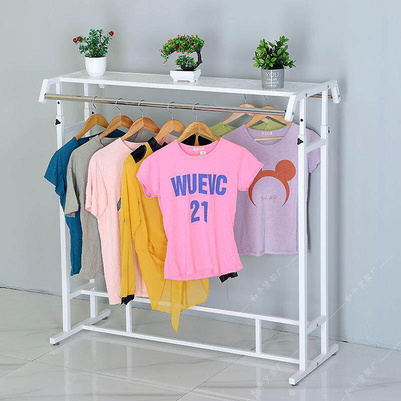 铁艺服装店落地双杠展示架货架侧挂中岛架挂衣服架子双排衣服展架