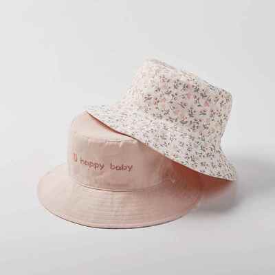 春款婴儿帽子0到3个月双面戴春夏秋韩版女童遮阳渔夫帽透气棉太阳