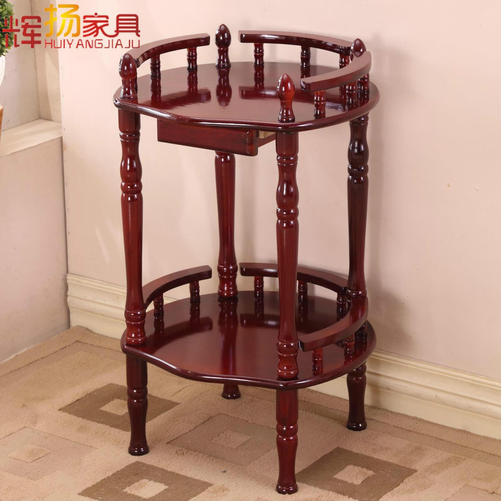 圆形实木小茶几花架茶水架置物架茶楼棋牌室麻将机桌边几沙发角几