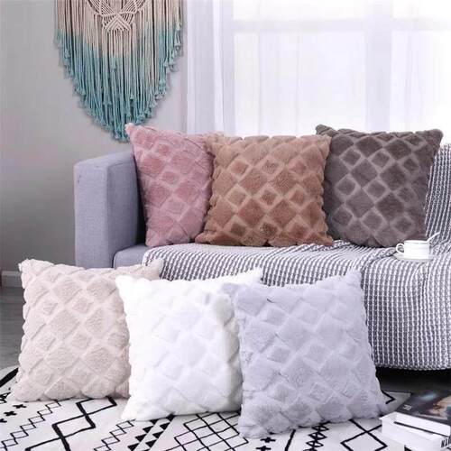 cushion cover pillow case cussion case PV绒菱形毛绒枕头枕套