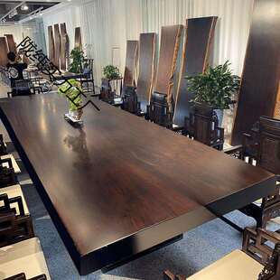 黑木整板原切大板茶泡台实木茶IBS桌椅组合檀家用商用一桌体整套