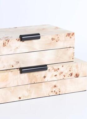 现极简轻奢高档瘤木皮饰收纳盒首饰代样板间楼部装艺售tb—7771术