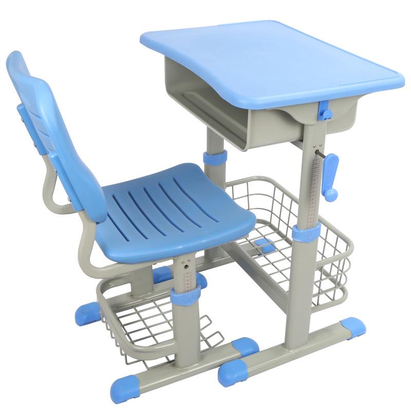 ABS塑料课桌椅手摇升降课桌椅学校培训班中小学生课桌学习桌椅