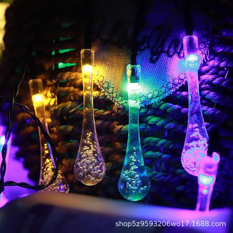 新款直销跨境热销水滴灯串气泡雨滴太阳能电池盒灯串LED户外帐篷图片