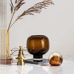 邸高家居 出口玻璃水培大肚子干花瓶高级感客厅餐厅桌面花瓶摆件