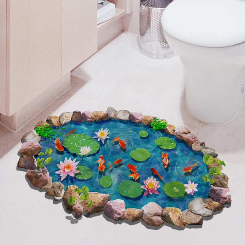 防水地贴自粘3D立体地砖贴画装饰卫生间创意地面地板遮丑墙贴纸图片