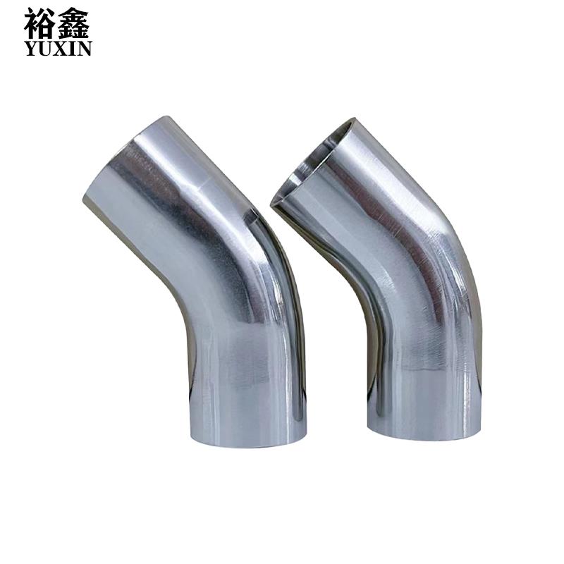 定制304不锈钢弯头45度双直边加长管件内外镜面抛光焊接弯头弯管