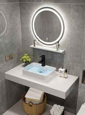 ?简易墙式大石洗漱台民宿挂卫生YNL间上台盆套装酒店批量浴理室柜