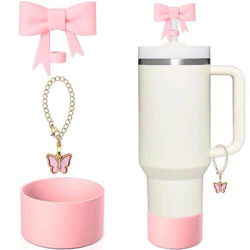 3Pcs Accessories for Stanley Cup 1Pcs 10mm Bow Straw Cover C