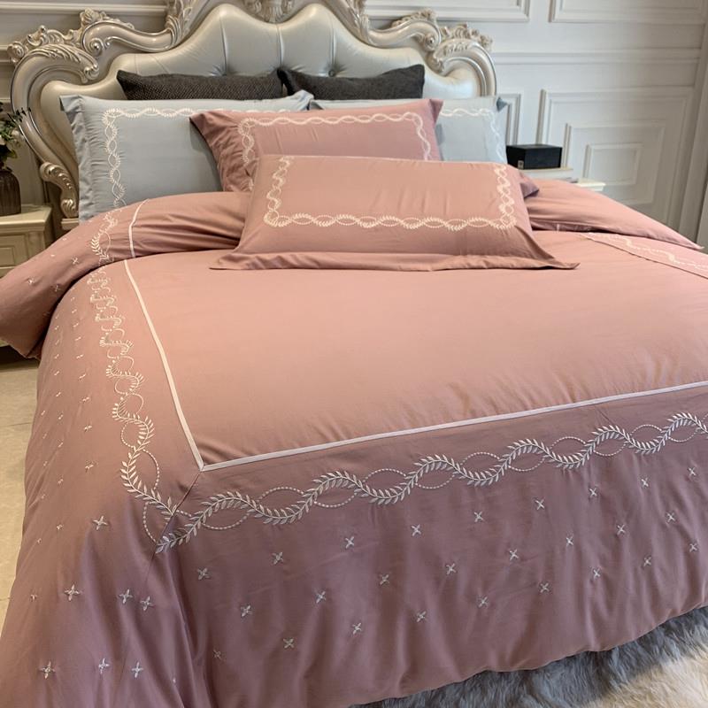 正品欧式轻奢风全床单四件套纯棉高档奢华绣被套北欧棉简约床上刺