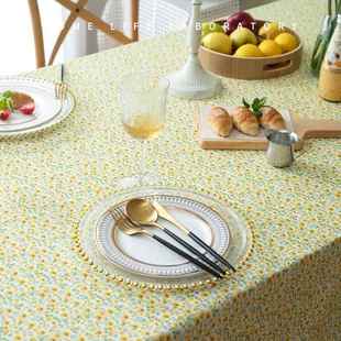 美式 园风小碎花布棉麻方形餐573桌布艺茶几田家用桌小清新台长布