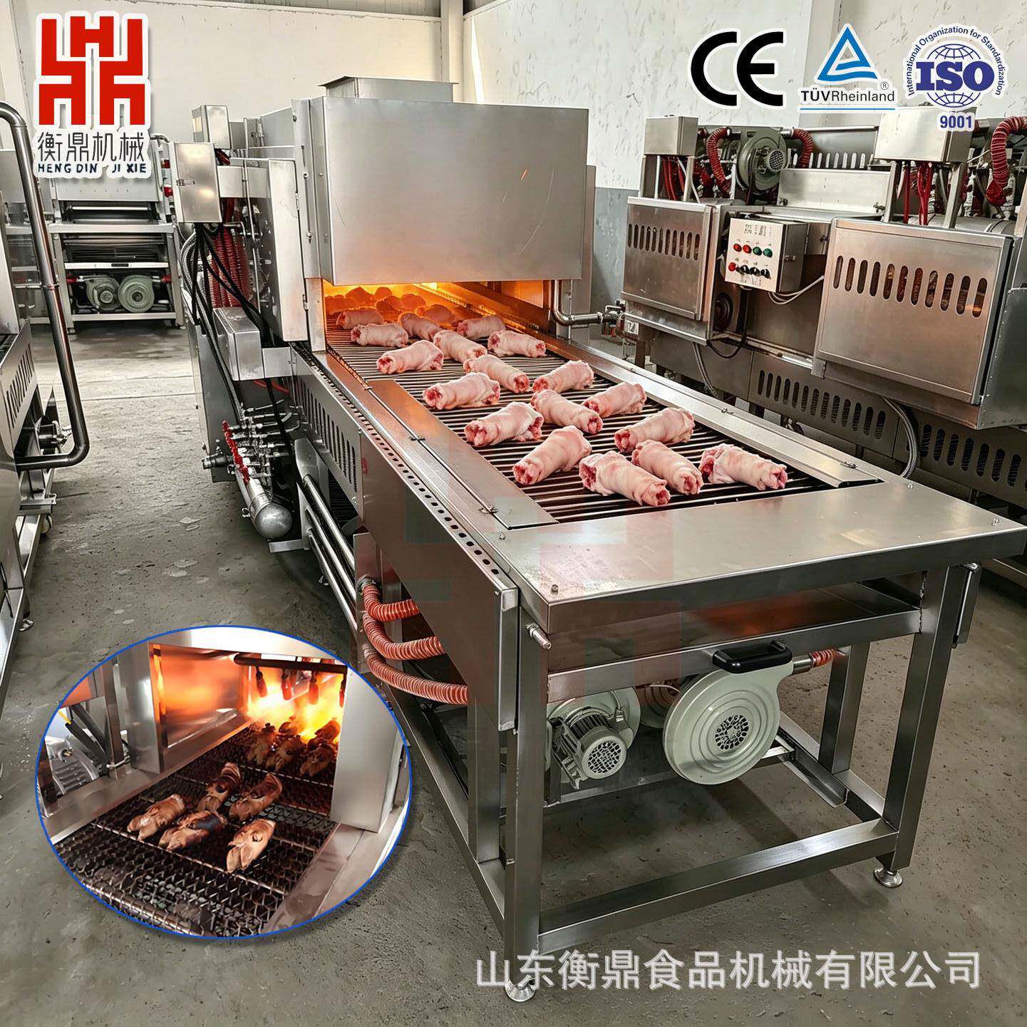 隧道式猪蹄烧毛机 商用猪肘牛头羊蹄液化气燎毛设备