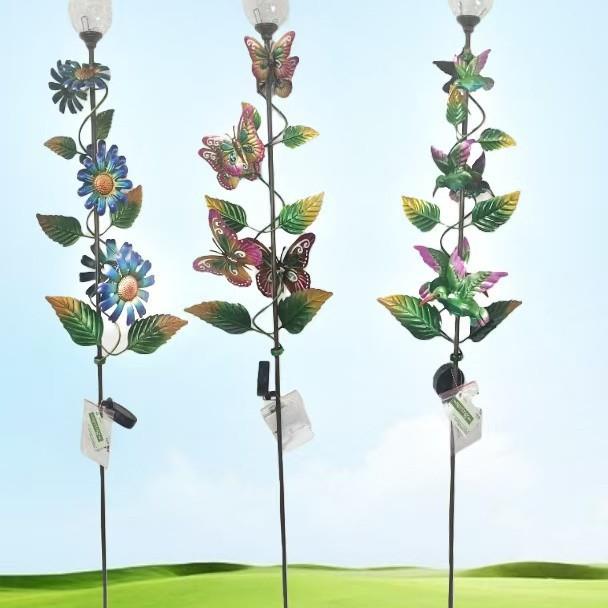 2025新款厂家直销跨境太阳能户外防水蝴蝶草坪灯铁艺花园地插