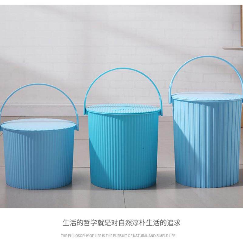 收纳凳带盖子水桶幼儿园洗漱加厚手提有盖户外钓鱼可坐条纹塑料圆