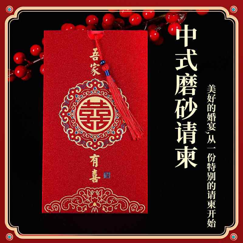 请柬喜帖2024高婚礼简约高函级邀请大气22356请帖请中国风小众端