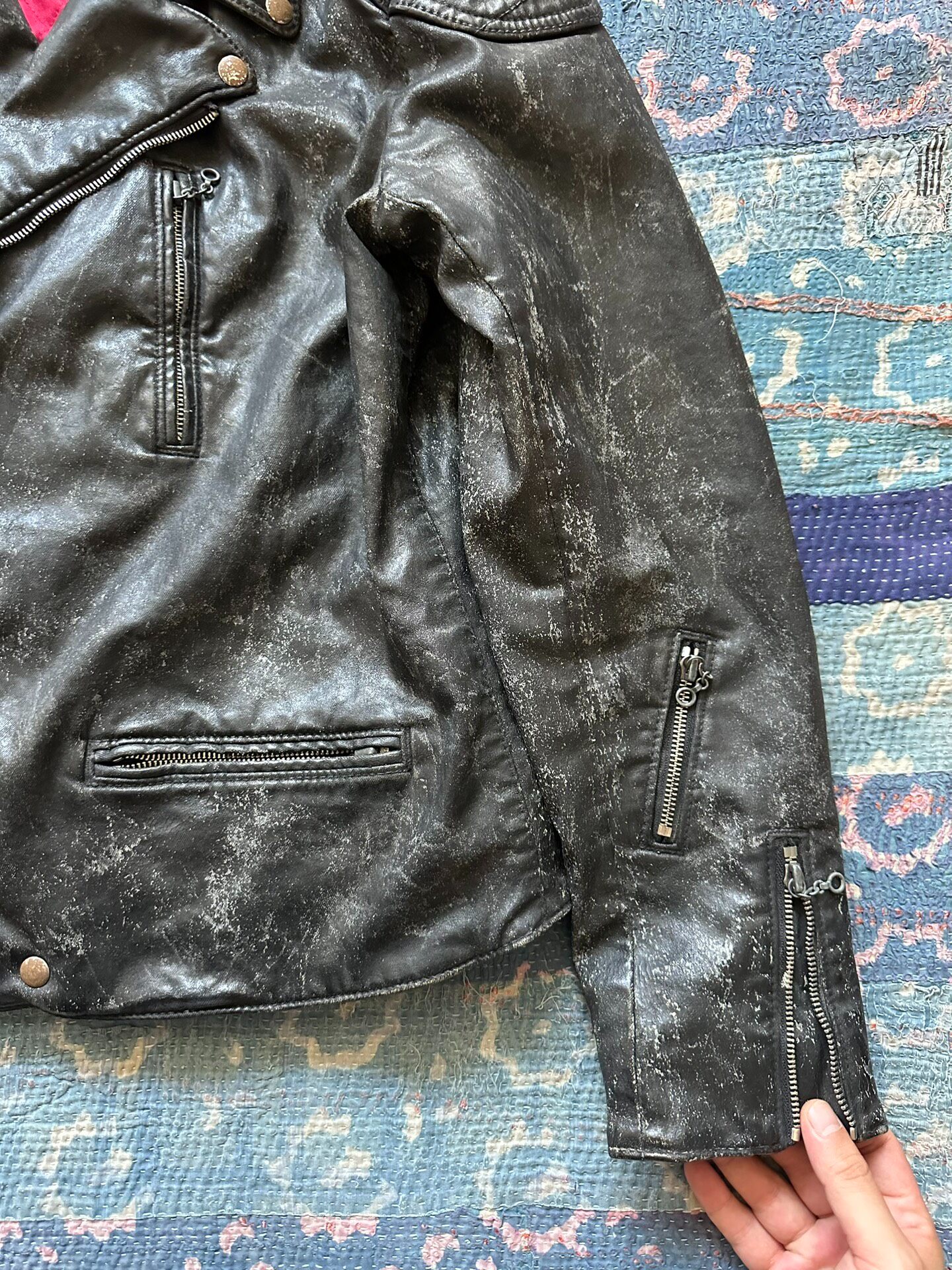 RRL Distressed Black Denim Jacket — back