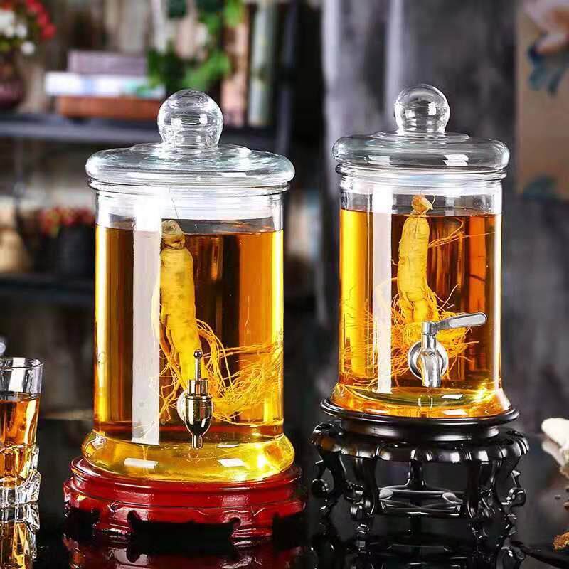 直销新款大容量透明玻璃泡酒瓶10斤20斤加厚人参空酒瓶酵素密封玻
