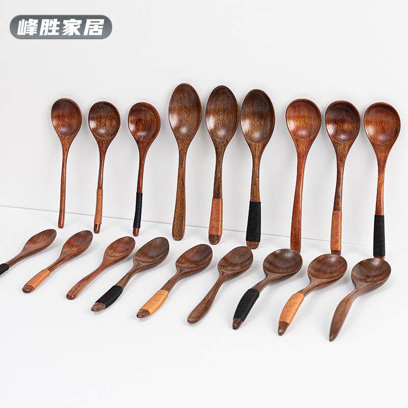 木头勺子吃饭用家用长柄大号木质勺乾饭盛汤吃播嗦粉日式拉面小勺