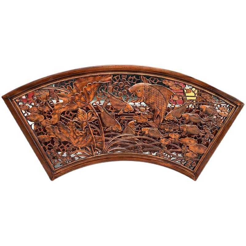 A12东阳木雕福字挂件客厅扇形挂屏壁挂背景墙中式仿古实木香樟木,家居饰品,木雕,淘宝优惠券,粉丝福利购,淘宝优惠卷