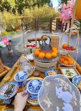 竹桌椅组合竹椅子老XTH式方竹桌子桌户外闲茶桌休竹制品家具围炉