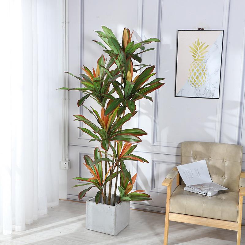 北欧仿真红铁树盆栽假树绿植大型室内外落地植物盆景装饰摆件