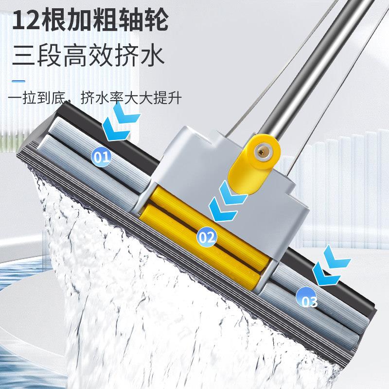 巨无霸0262新款吸水海绵懒免一手洗拖人家用胶棉式拖拖把头地拖布