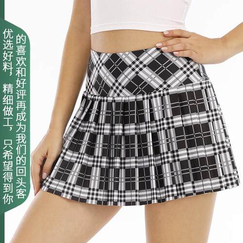 Checkered Badminton Golf Tennis Skirt Outdoor Sports Skirt