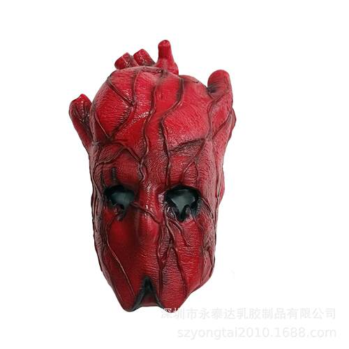 异兽魔都Dorohedoro 心前辈shin红色头套心脏头面具万圣节COS头套