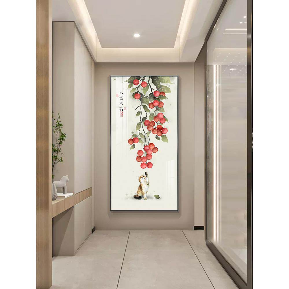 新中式入户玄关装饰画现代简约走廊尽头壁画大吉大利寓意好的挂画