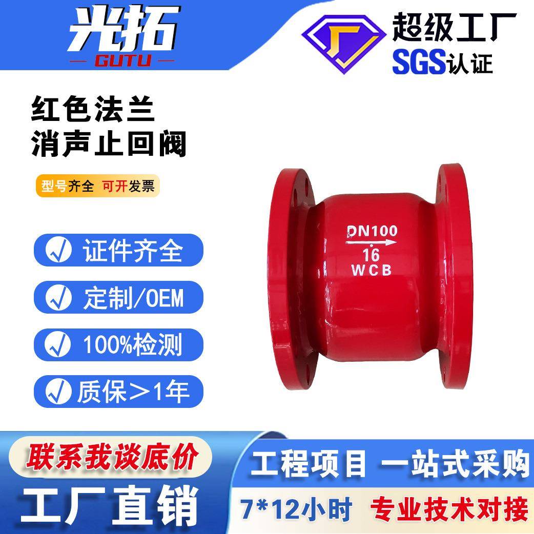 工厂直销法兰消声止回阀碳钢法兰焊接立式单向阀HC41X-16CDN100
