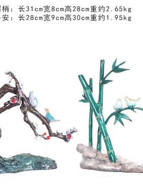 杨铜记 铜喜上眉梢 竹报平安 摆件烧色摆件家居办公摆件 竹子