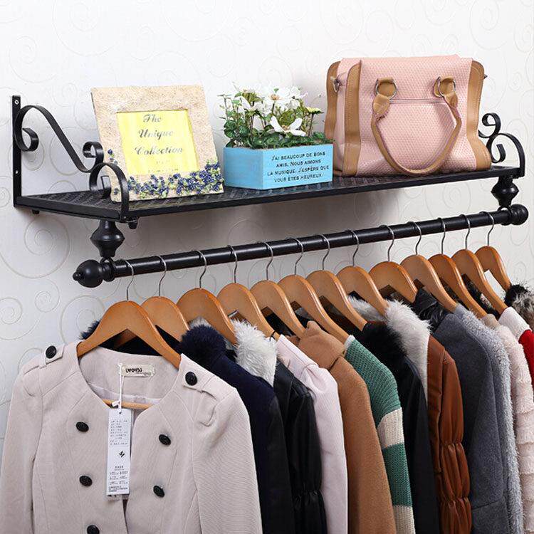 欧式铁艺覆古服装架服装店挂衣架展示架陈列架上墙壁挂架童装货架