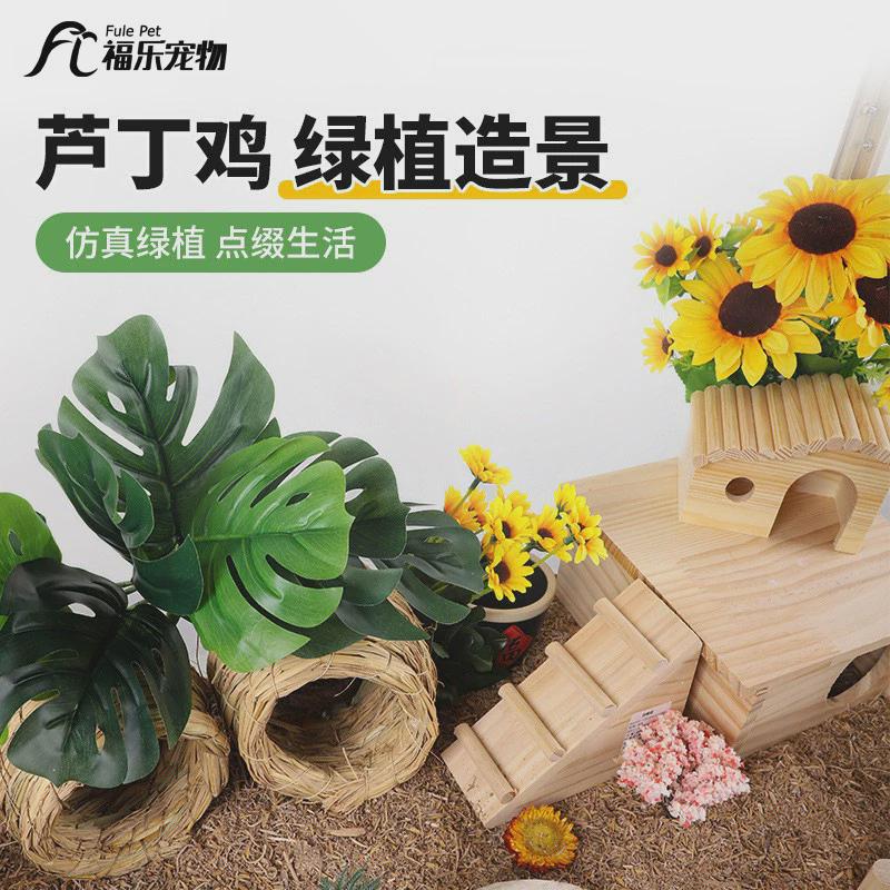 仓鼠笼子芦丁鸡饲养箱仿真植物造景装饰用品摆件微景观小树假花