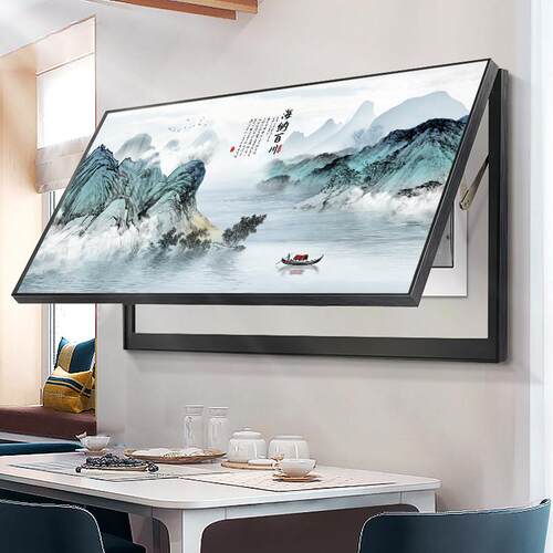 新中式大尺寸电表箱装饰画 画现代简约遮挡山水画 画电闸箱空开