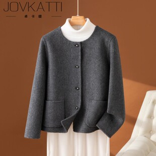 高级感小香风短款双面零羊绒大衣女2025秋冬新款小个子羊毛呢外套