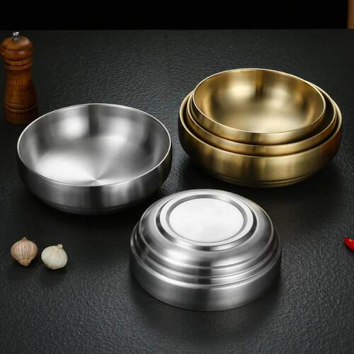 商用不锈钢碗冷 ZB-W36韩式面螺碗饭双层蛳粉碗拉面碗拌饭碗韩国