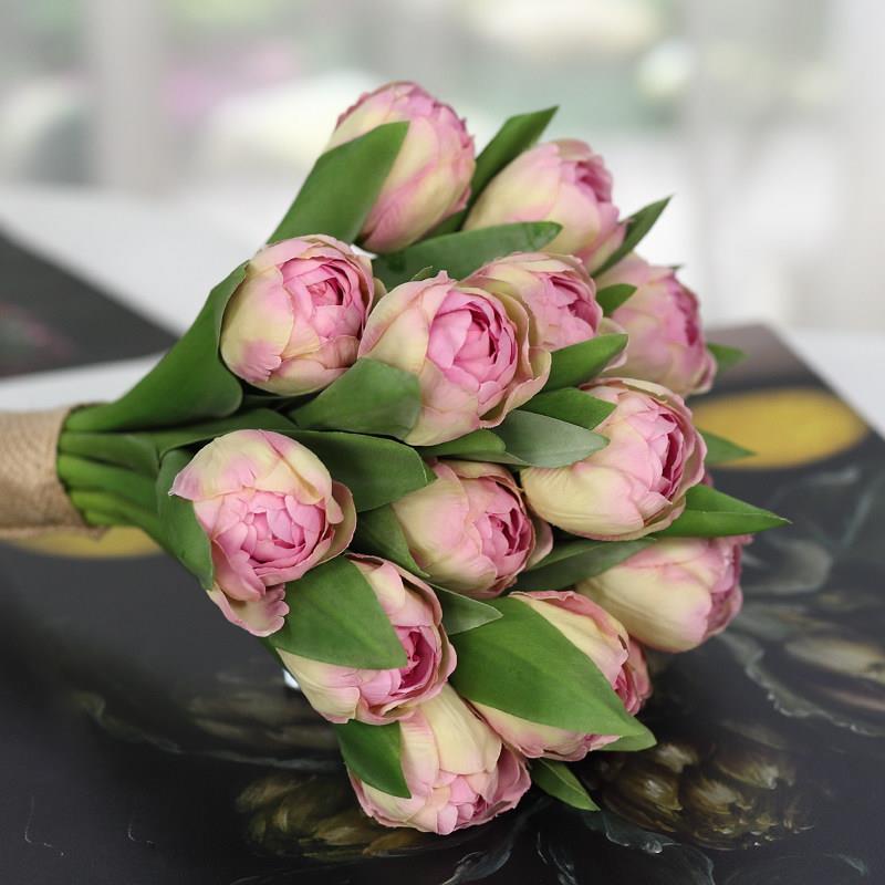 郁金香花束假花彷真花摆设客厅装饰花艺摆件绢花塑料花餐桌花摆花