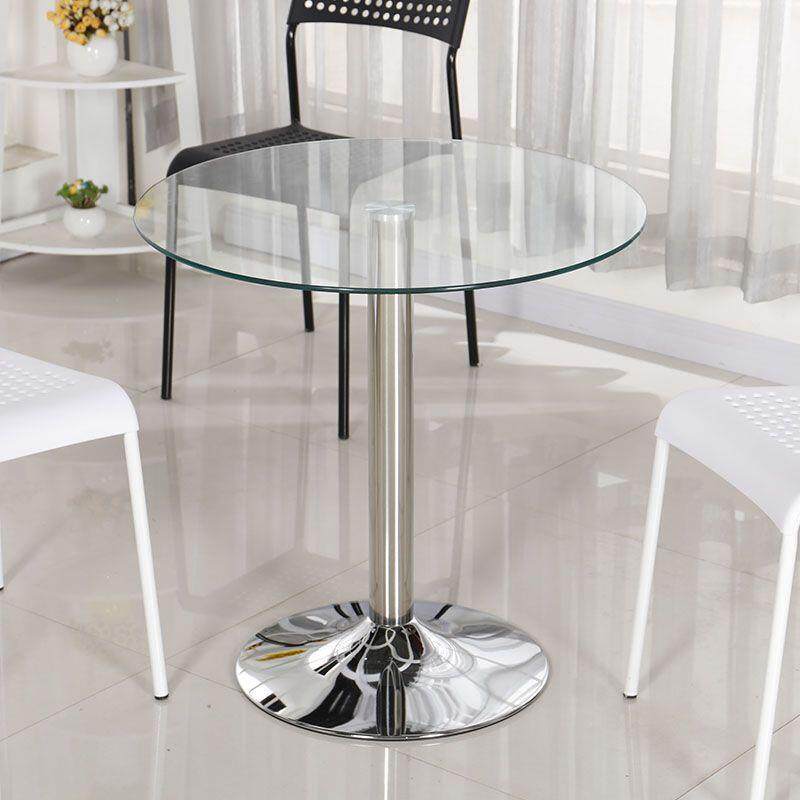 时尚洽谈圆几桌咖啡台吧桌圆茶几谈判桌圆形钢化玻璃边角几电话架