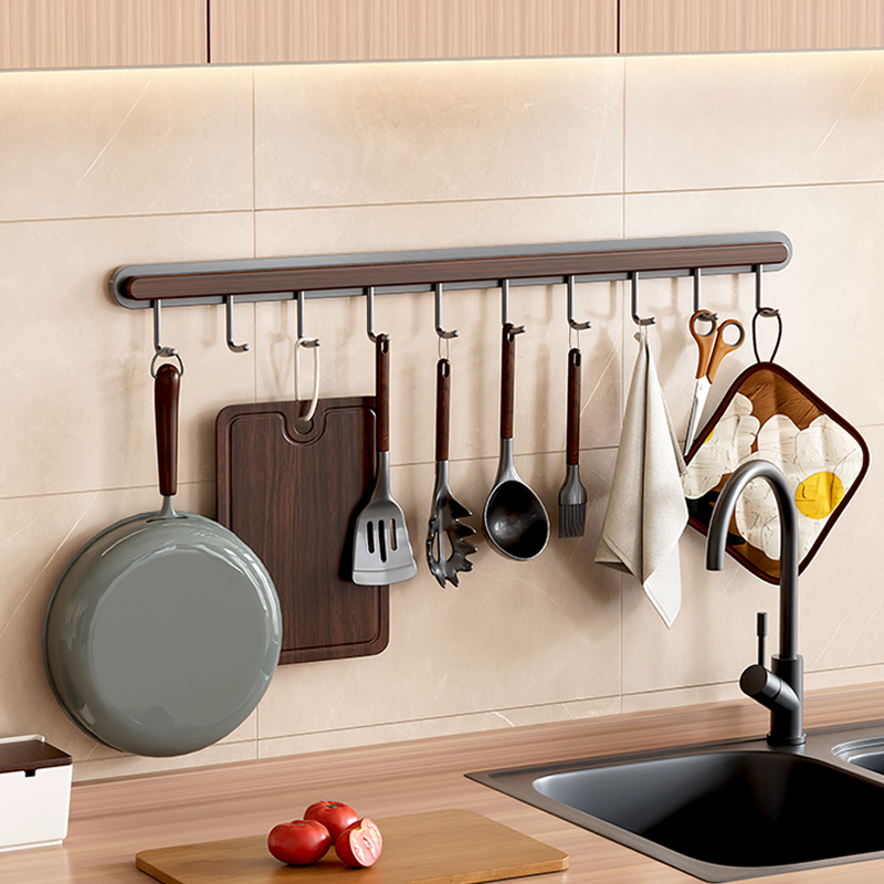 厨房挂钩勺子铲子专用挂钩架一排免打孔多功能排钩置物架收纳挂架