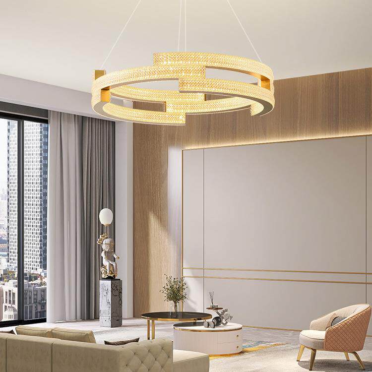 后现代轻奢客厅吊灯创意个性简约设计师款餐厅主灯高档感圆环灯具