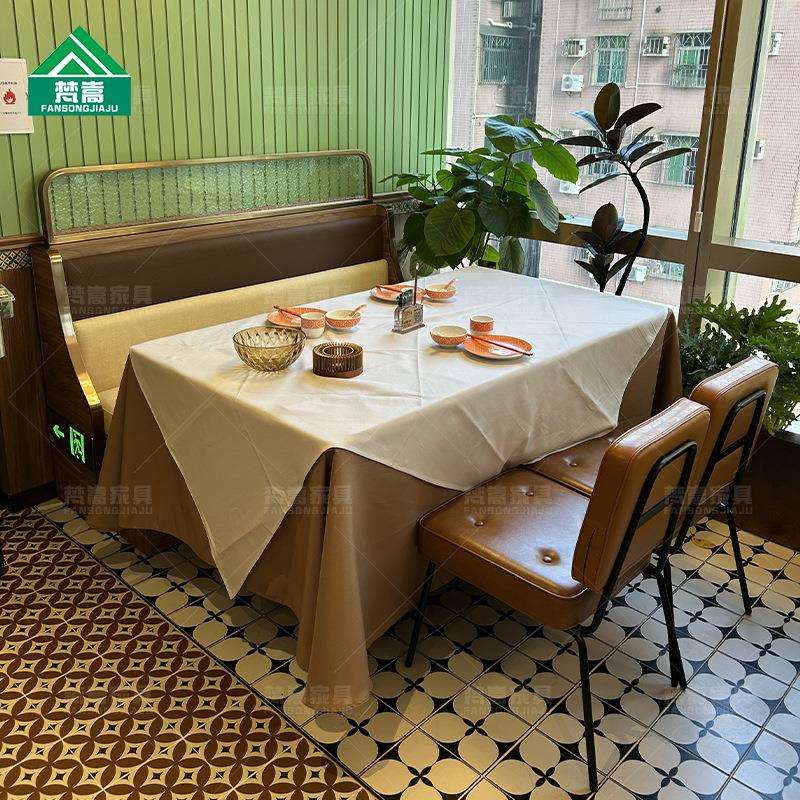 连锁餐厅桌椅组合火锅店饭店餐饮桌椅融合餐厅茶楼咖啡厅卡座沙发