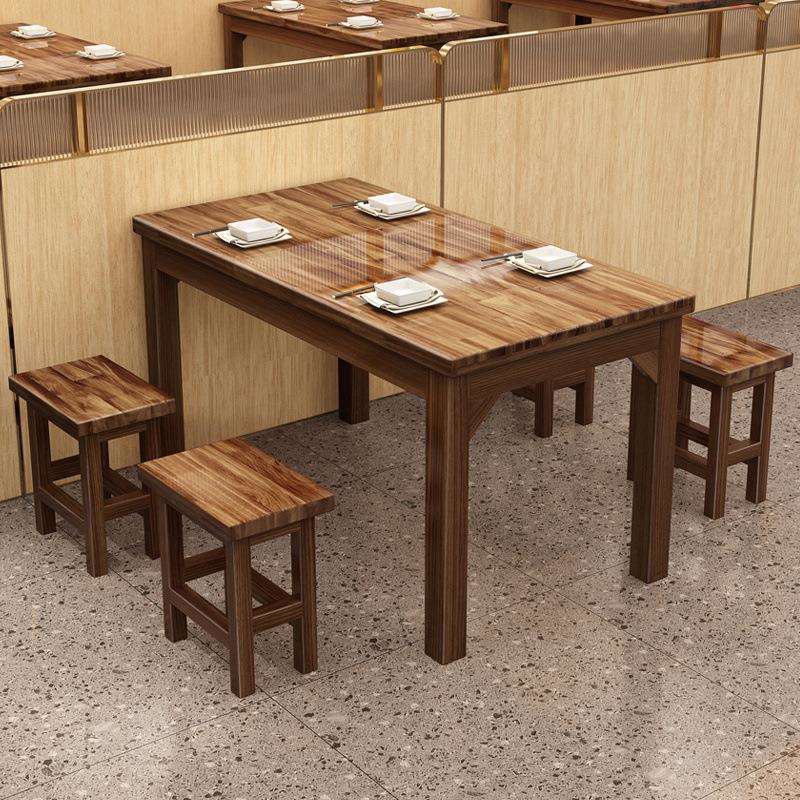 烧烤小吃店碳化实木火锅店办公室茶桌凳餐饮面馆小吃桌餐桌套装