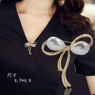 领口装 饰别针 口蝴蝶结别针女韩YYZ版 档夏防走胸针女光高固定领季