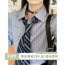 joeyjoy酒一条纹衬衫女秋装，2023女装知识分子，穿搭长袖白衬衣(白衬衣)